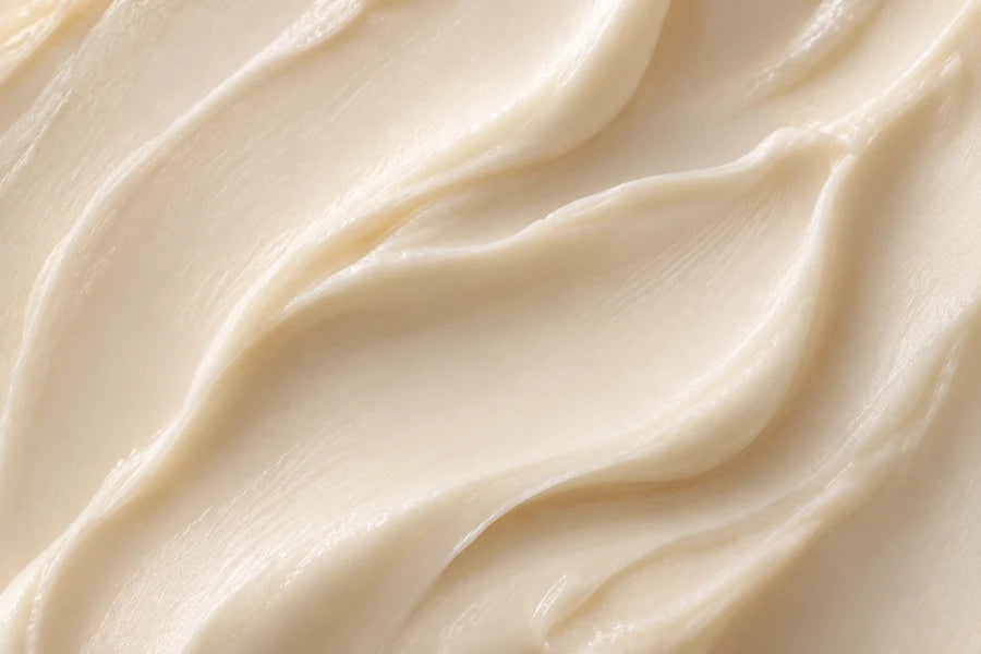 Warm ivory cream texture with soft tactile folds skincare